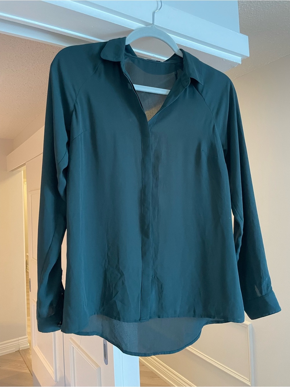 Smart Set Dark Green Long Sleeve Button Down Shirt Blouse - Size XS